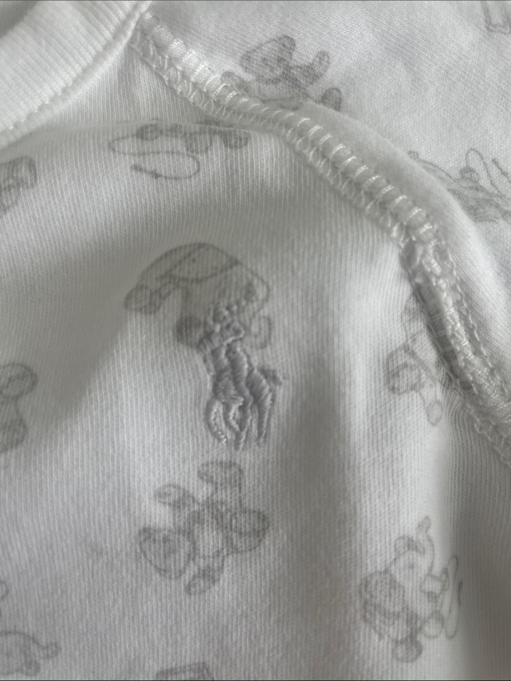 Ralph Lauren Two-Piece Footed Pajama Set with Gray Animal Print 3M (VGUC) - Picture 3 of 6